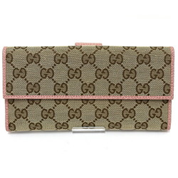 GUCCI Bifold Long Wallet W GG Canvas Leather 231841 Beige Pink