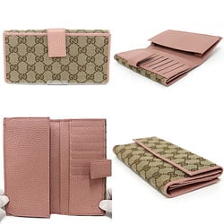 GUCCI Bifold Long Wallet W GG Canvas Leather 231841 Beige Pink