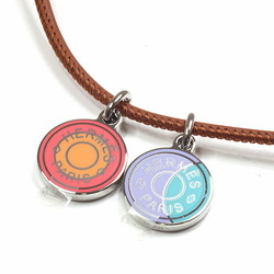 Hermes Pendant Eclipse Acidure Necklace Clous de Sel Sun Moon Lacquered Metal Leather