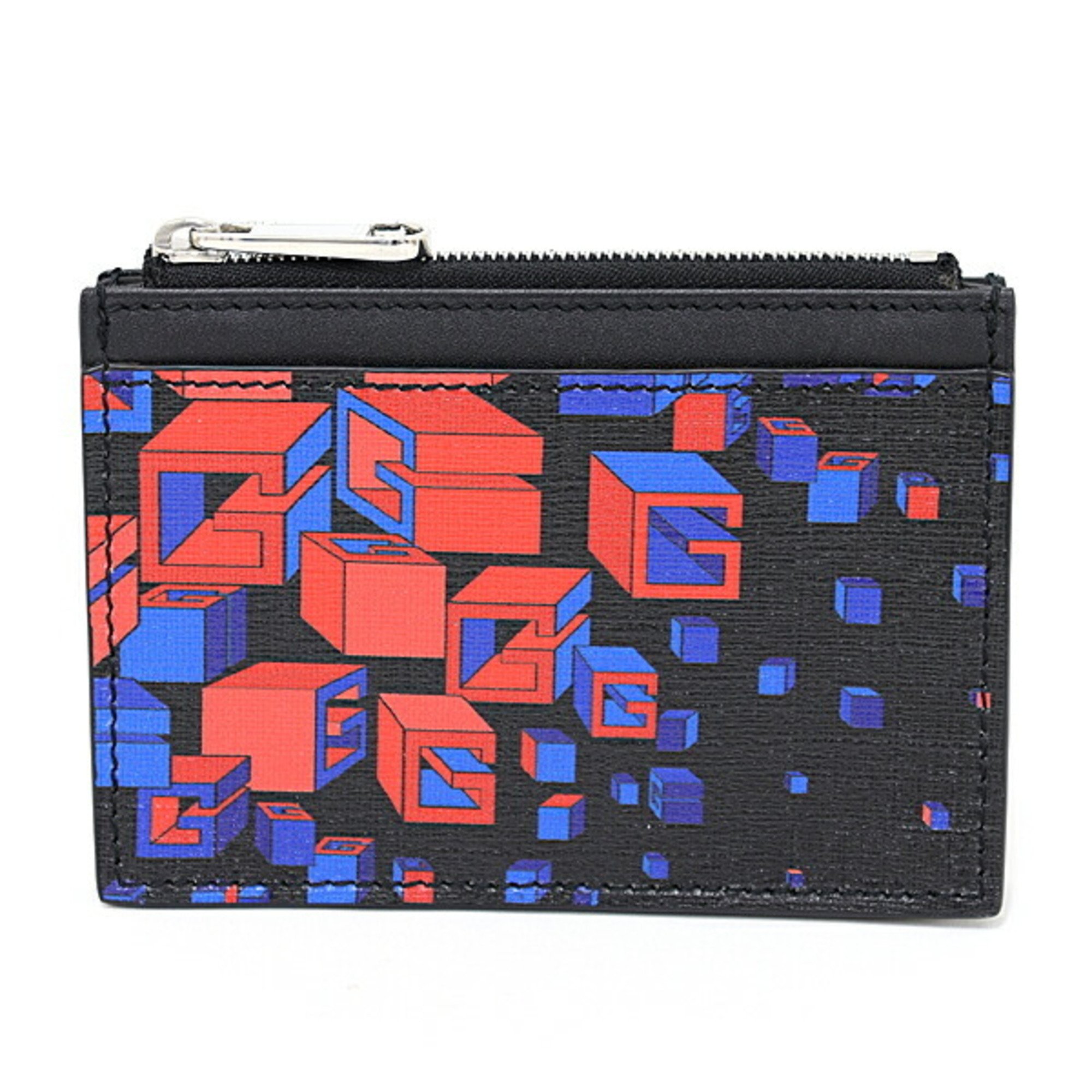 GUCCI Square G Space Coin Case Card Leather 628471 Black Red Blue