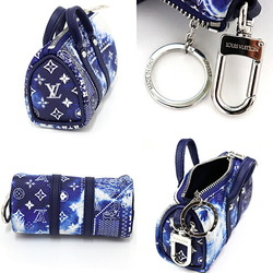 LOUIS VUITTON Porte Cle Pouch Monogram Bandana Keychain Charm MP3337 Blue