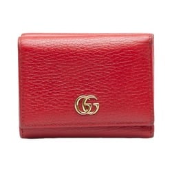 Gucci GG Marmont Trifold Wallet Compact 474746 Red Leather Women's GUCCI
