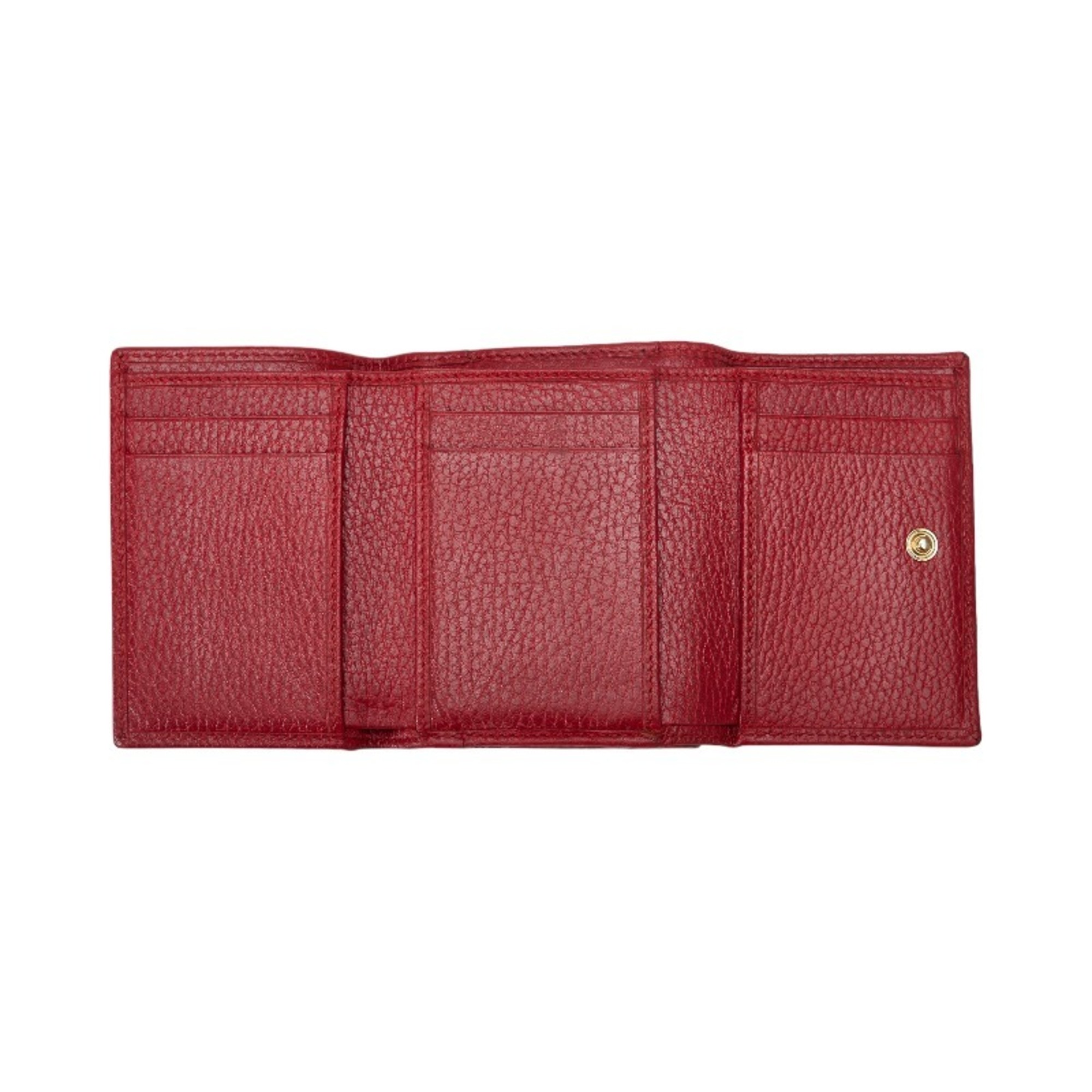 Gucci GG Marmont Trifold Wallet Compact 474746 Red Leather Women's GUCCI