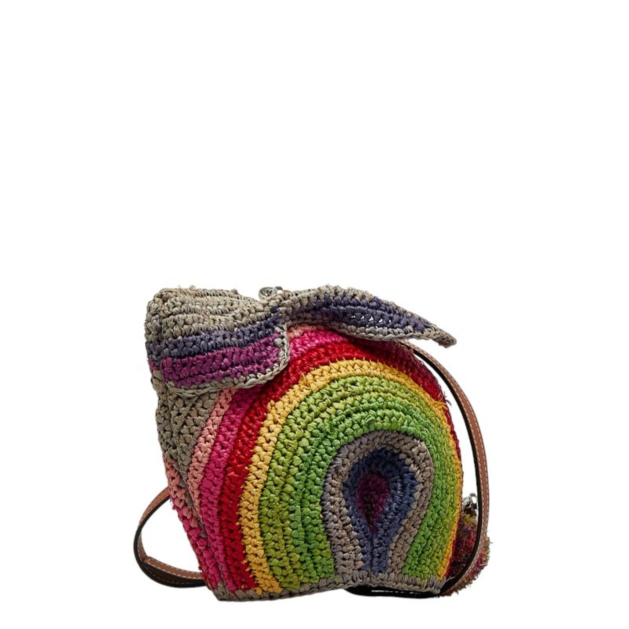 LOEWE Animal Line Paula's Bunny Rainbow Mini Shoulder Bag Multicolor Raffia Leather Ladies