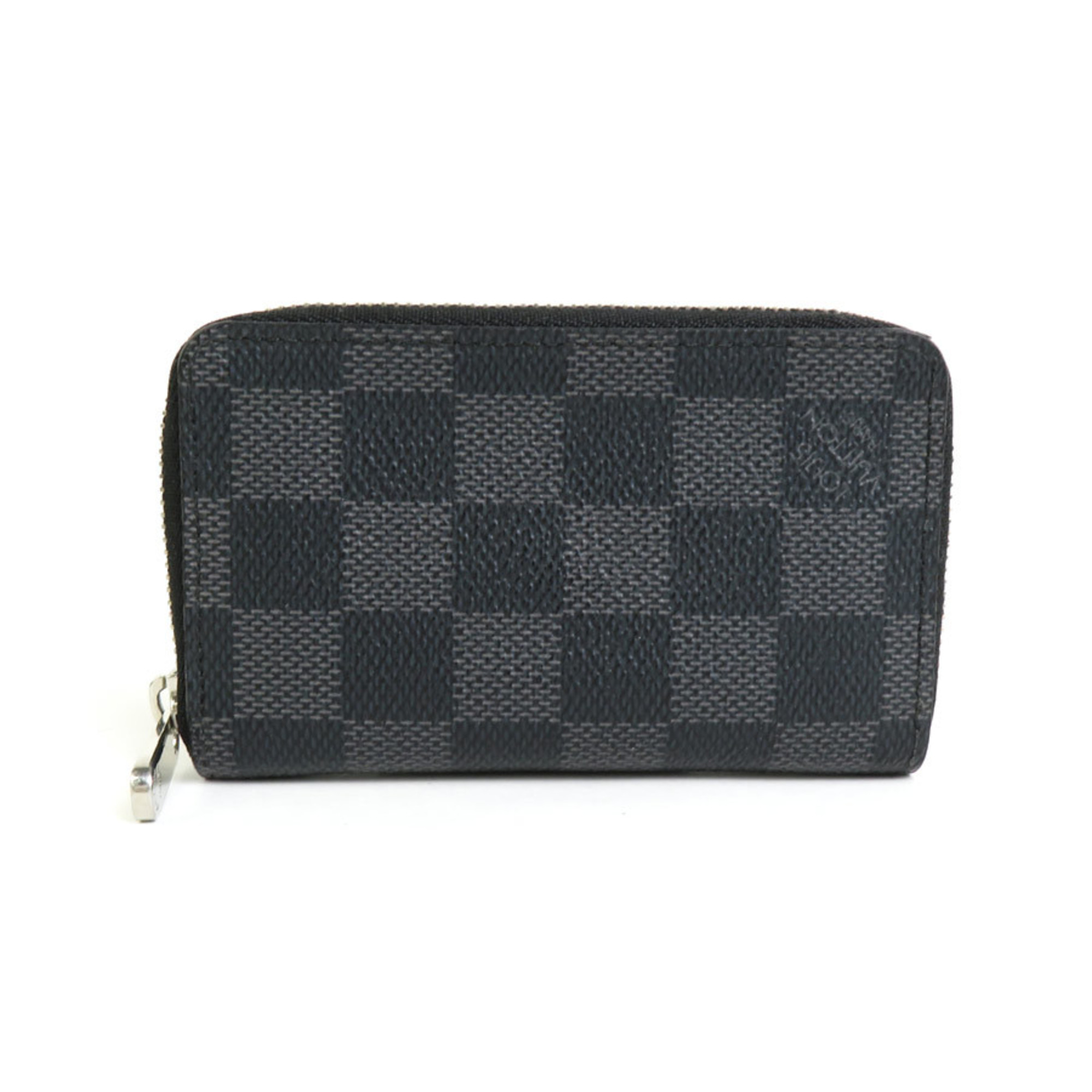 LOUIS VUITTON Coin Case Wallet Damier Graphite Zippy Purse Canvas Dark Gray Silver Men's N63076