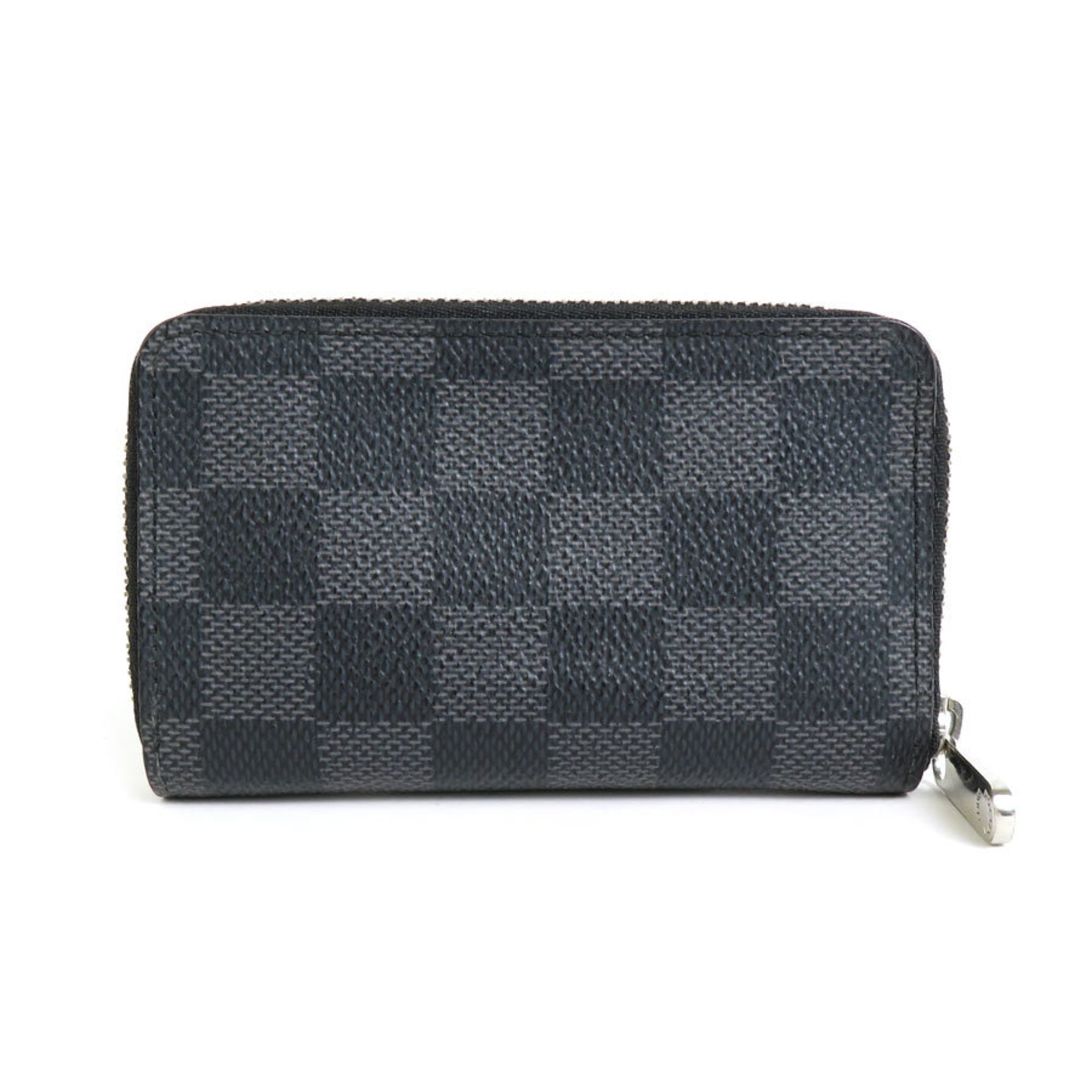 LOUIS VUITTON Coin Case Wallet Damier Graphite Zippy Purse Canvas Dark Gray Silver Men's N63076