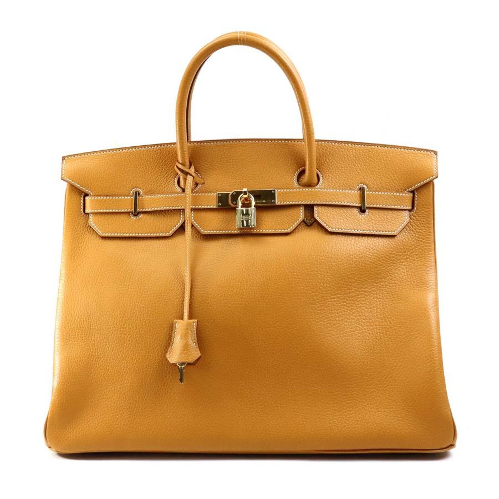 Hermes HERMES Handbag Birkin 40 Ardennes Natural Gold Unisex