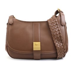 Bottega Veneta BOTTEGA VENETA Crossbody Shoulder Bag Intrecciato Leather Brown Gold Unisex