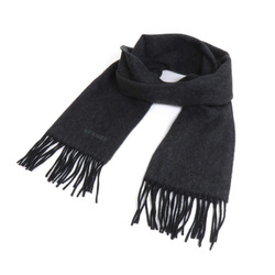 HERMES Muffler Cashmere Black Gray Unisex