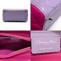 Christian Dior Handbag Shoulder Bag Lady Lambskin Hot Pink x Light Purple Ladies