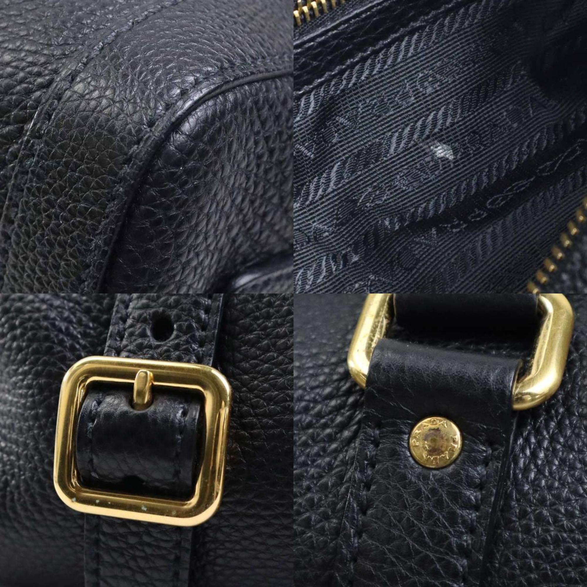 Prada PRADA shoulder bag leather black ladies