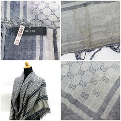 Gucci large stole shawl navy x gray GG pattern GUCCI ladies