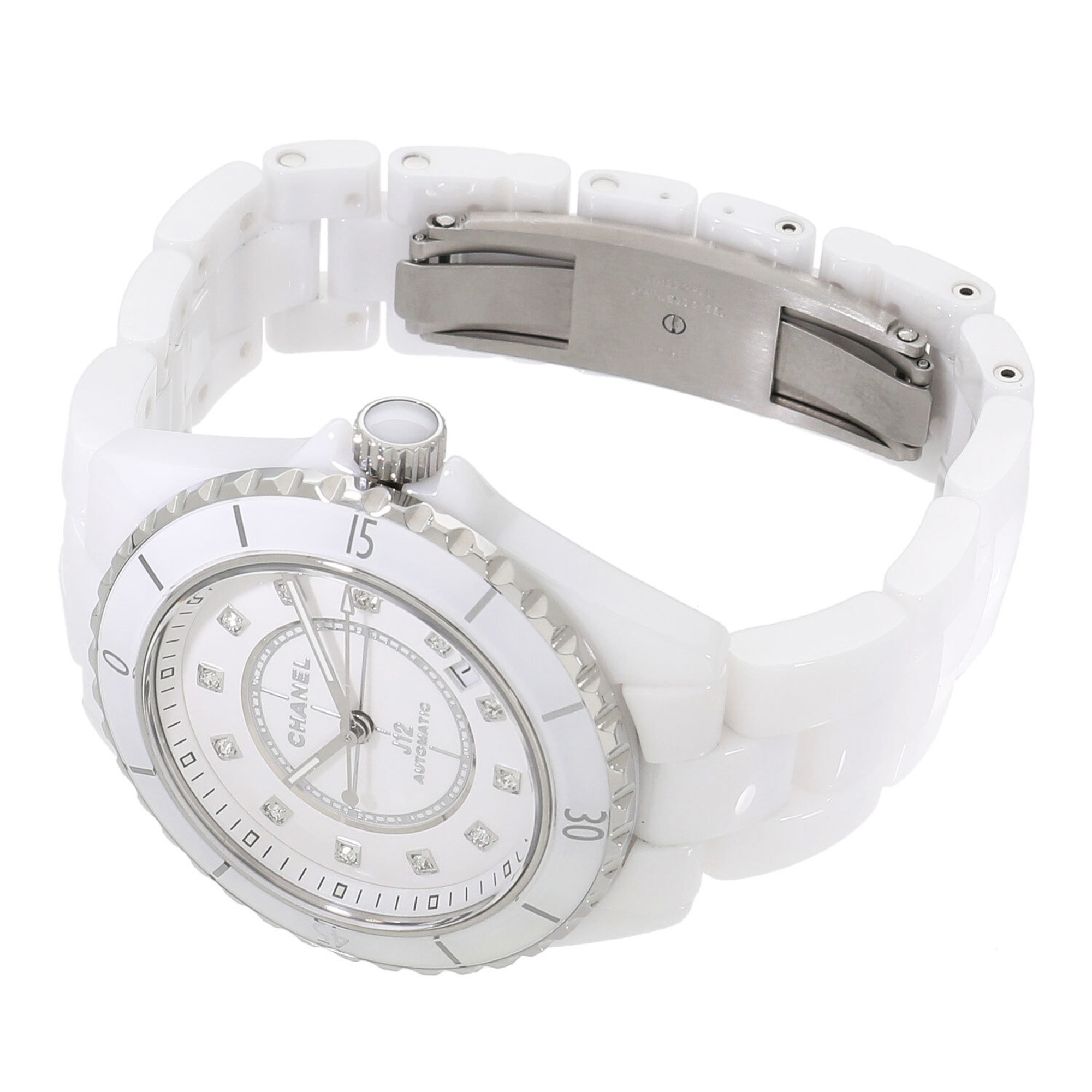 Chanel J12 White Ceramic 38mm H5705 x 12P Diamond Unisex Watch