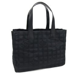 CHANEL Tote Bag New Line MM A15991 Black Nylon Canvas Leather Women's