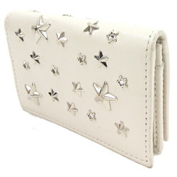 Jimmy Choo Business Card Holder Star Embossed Off-White Silver Leather Case White Ladies JIMMY CHOO