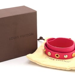 LOUIS VUITTON Bracelet Spike It M6691 Pink Leather Bangle Ladies