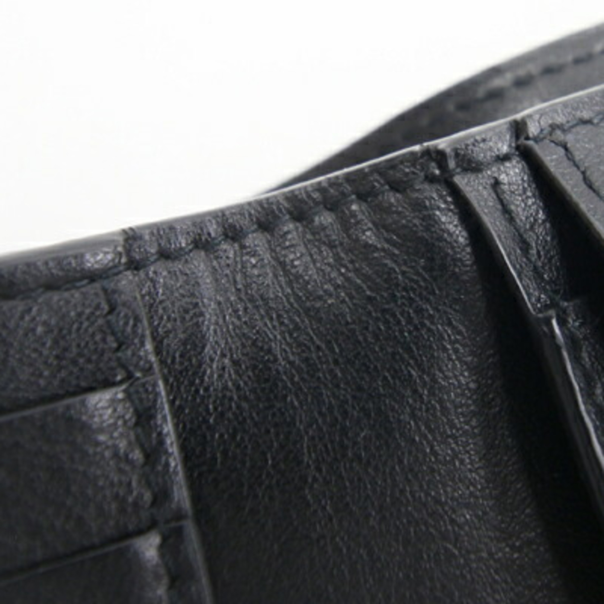 Bottega Veneta Bifold Wallet Devos Intrecciato 605722 Black Leather Compact Men's BOTTEGA VENETA