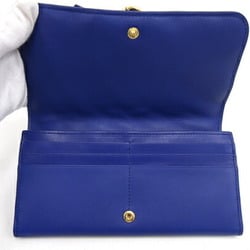 Chloé Chloe Bifold Long Wallet Alphabet CHC18UP715 Blue Leather Quilted Stitch Charm Ladies