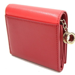 Bvlgari Trifold Wallet B.Zero One 288241 Red Leather Compact Small Ladies BVLGARI