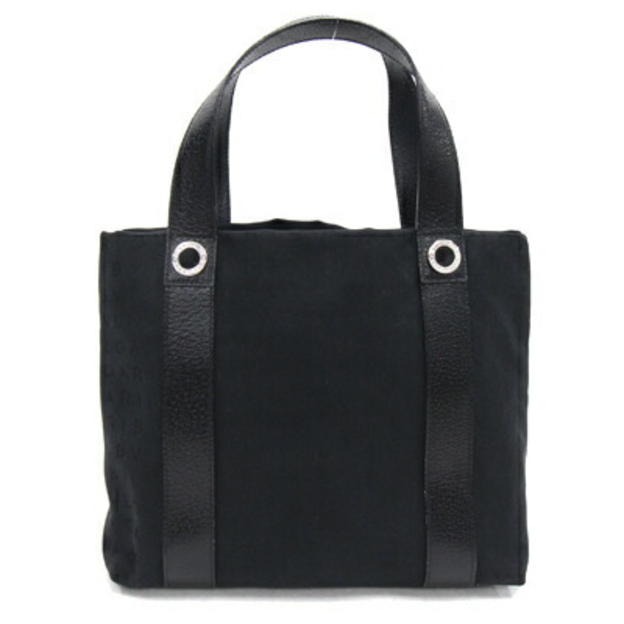 BVLGARI Tote Bag Mania 22278 Black Canvas Leather Hand Ladies