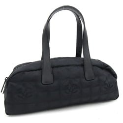 CHANEL Handbag New Line Boston Bag A15828 Black Nylon Leather Horizontal Here Mark Ladies