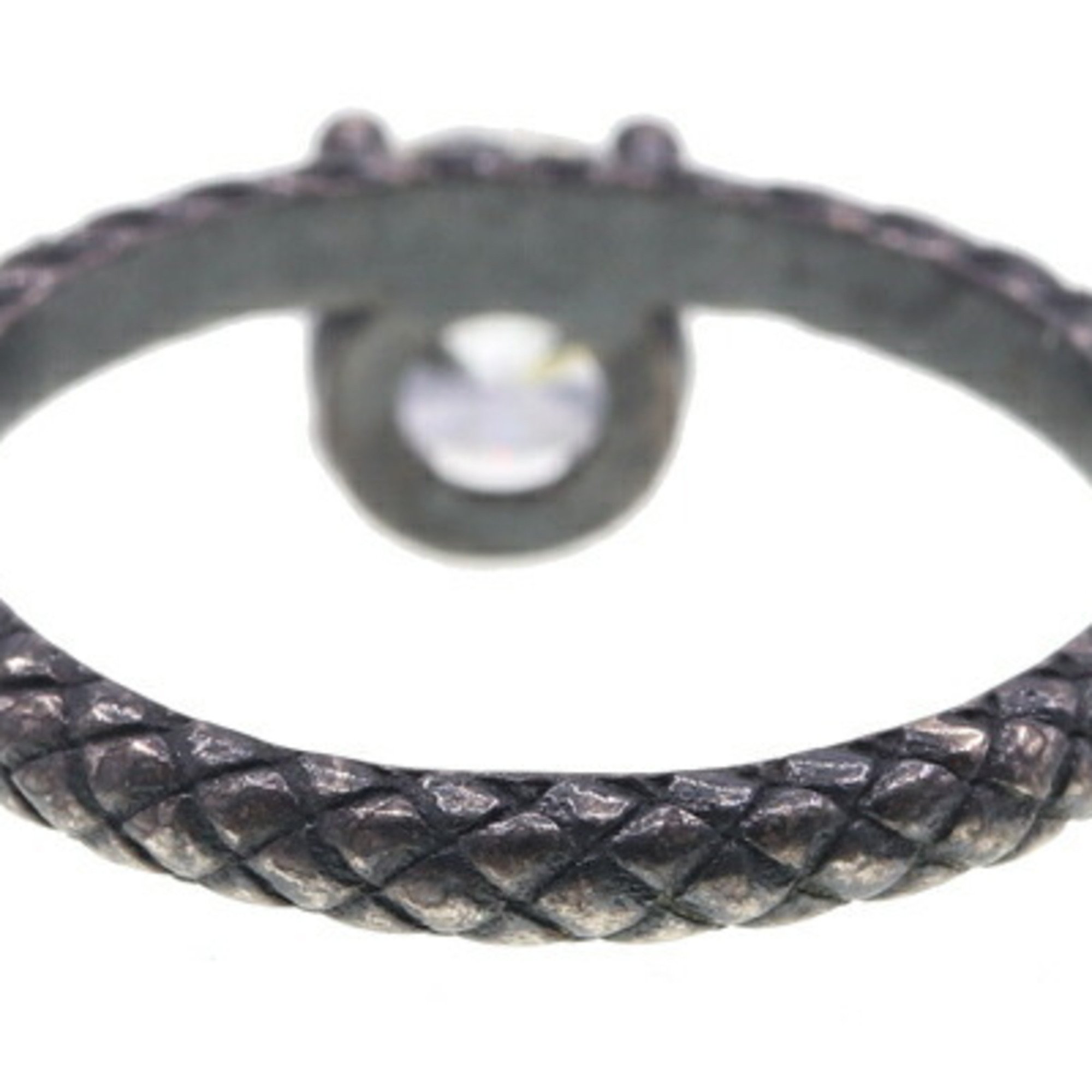 BOTTEGA VENETA Ring Intrecciato SV Sterling Silver 925 Zirconia Stone Women's