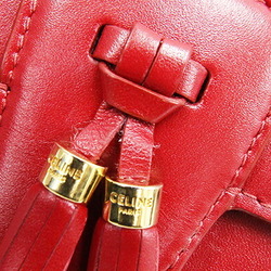 CELINE Shoulder Bag Tassels 190493 Red Leather Pochette Small Tassel Ladies