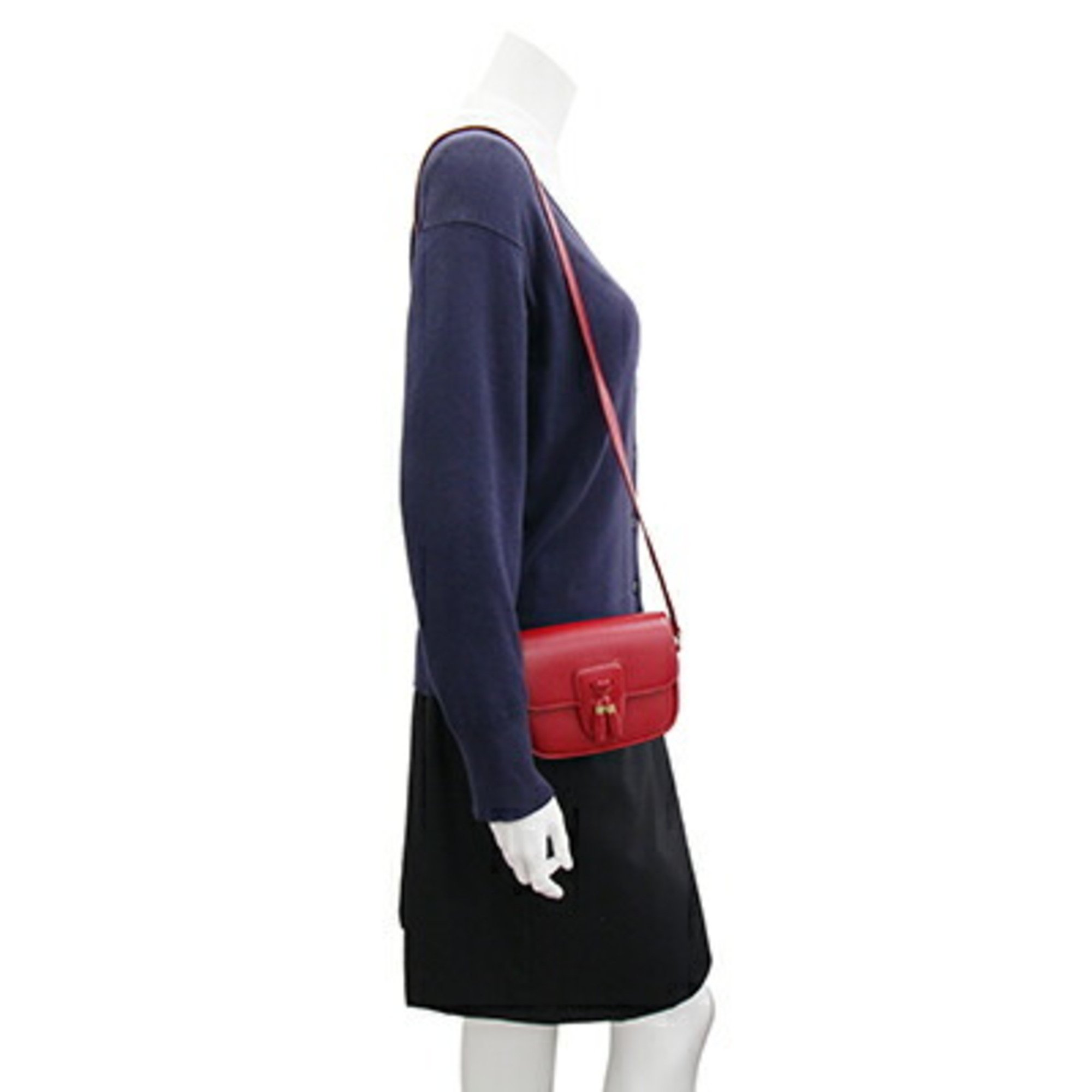 CELINE Shoulder Bag Tassels 190493 Red Leather Pochette Small Tassel Ladies