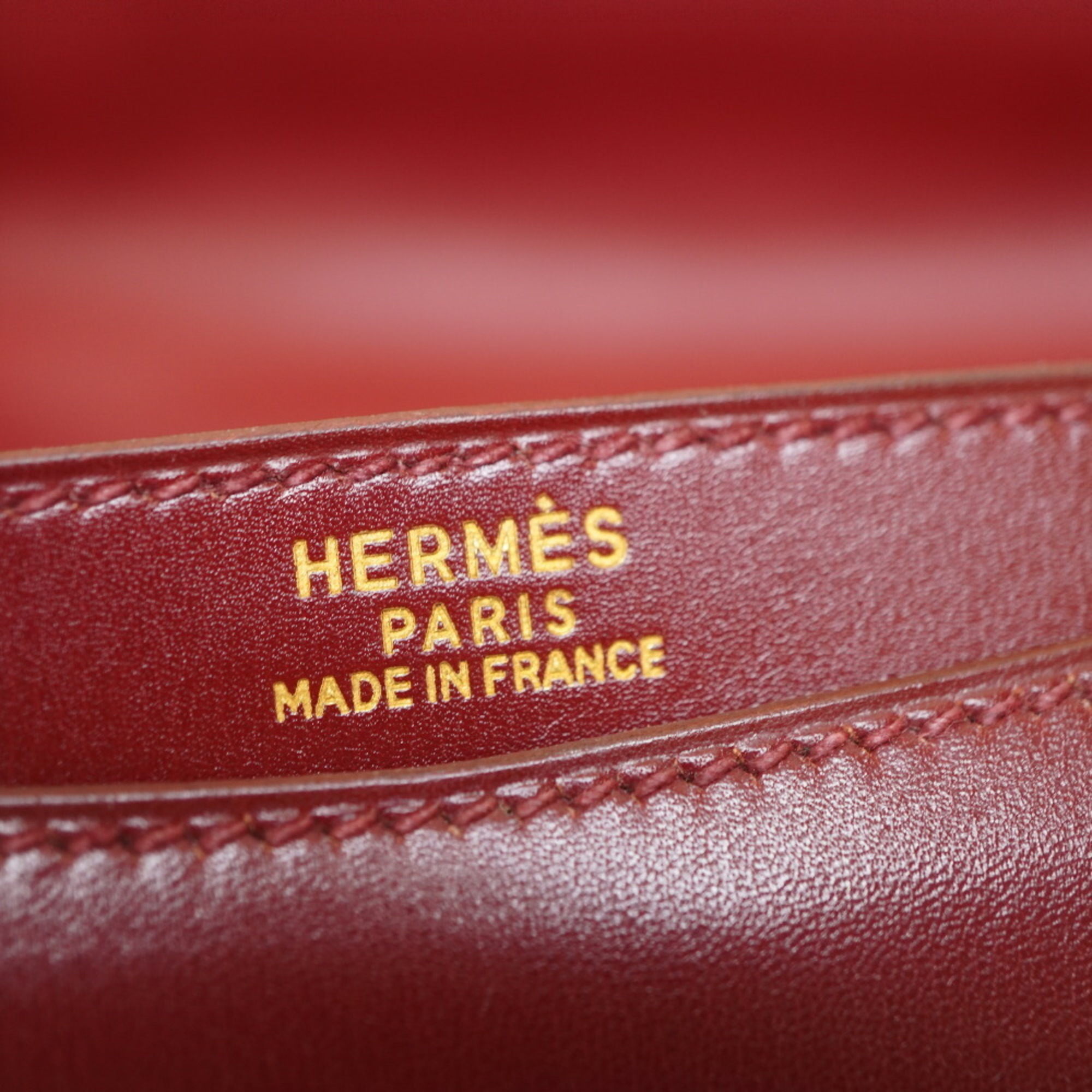Hermes Freegate Box Calf Rouge Ash Handbag 〇V Stamp 0037HERMES Red