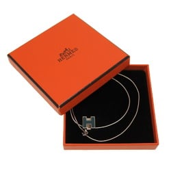 Hermes Cage de Ash H Cube Necklace Silver Blue 0197 HERMES