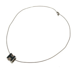 Hermes Cage de Ash H Cube Necklace Silver Blue 0197 HERMES