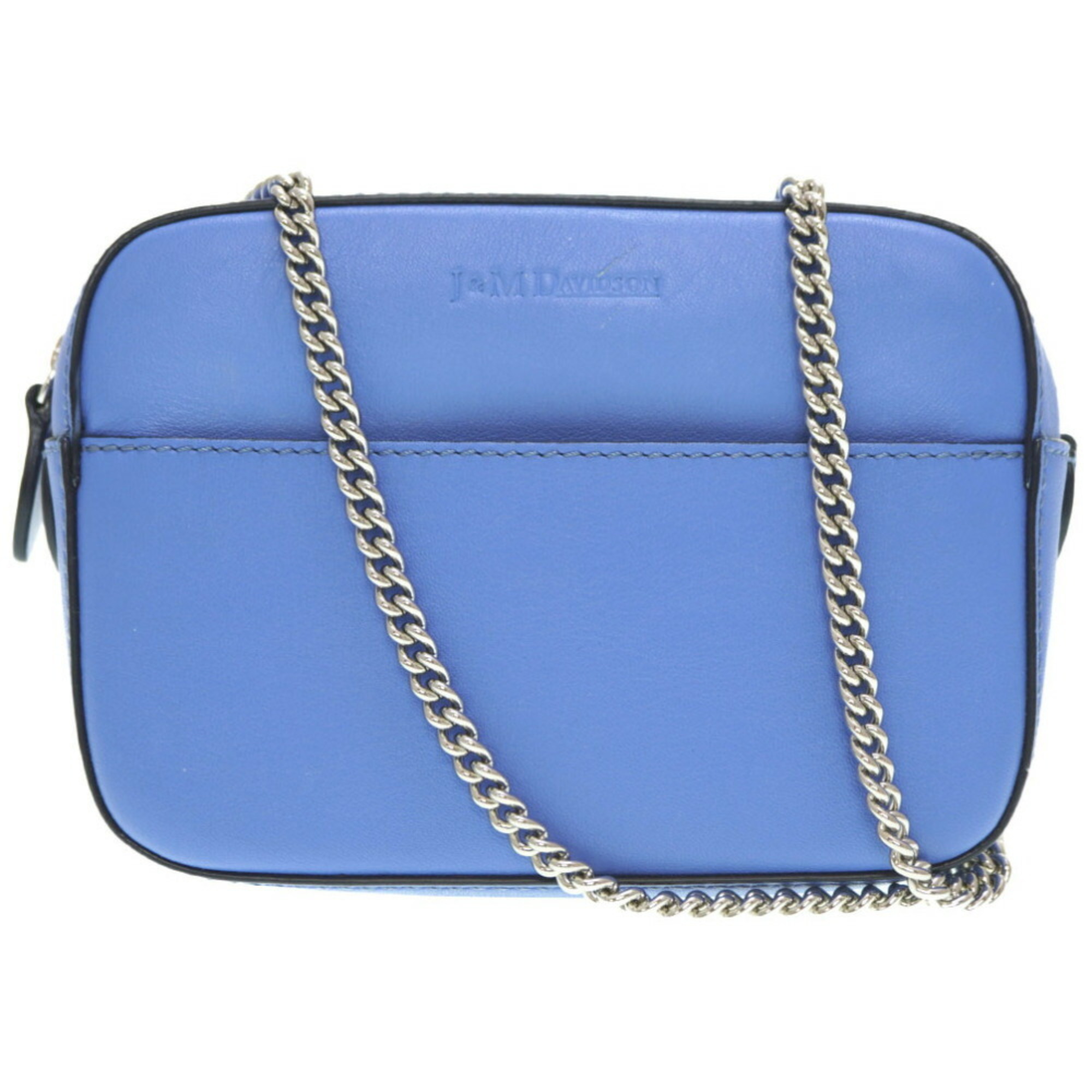 J&M Davidson Pebble Chain Shoulder Bag Leather Blue 0176J&M