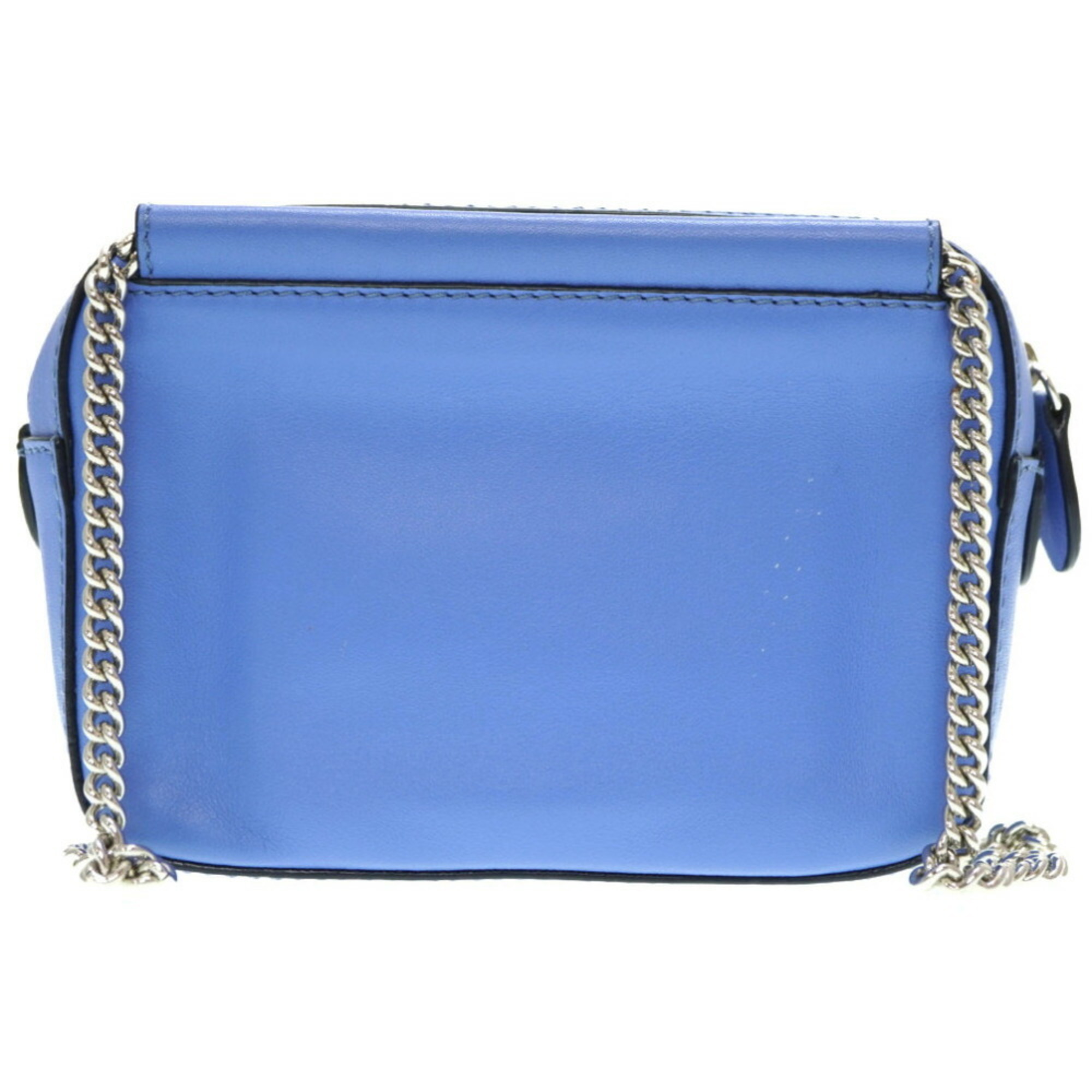 J&M Davidson Pebble Chain Shoulder Bag Leather Blue 0176J&M