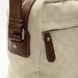 GUCCI GG canvas shoulder bag leather ivory white dark brown 223648