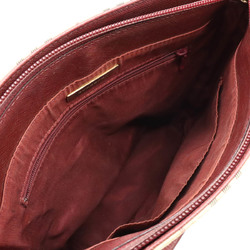 BURBERRY Nova Check Plaid Tote Bag Shoulder Bucket Type Canvas Leather Beige Bordeaux