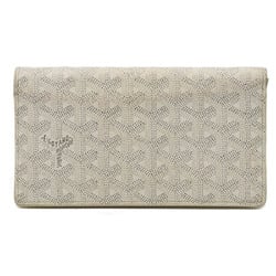 GOYARD Richelieu herringbone pattern bi-fold long wallet PVC leather white gray APM205