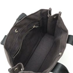 HERMES Sac Arne PM Tote Bag Handbag Canvas Leather Gray Black