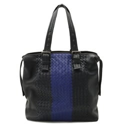 BOTTEGA VENETA Bottega Veneta Intrecciato Tote Bag Shoulder Leather Bicolor Black Blue