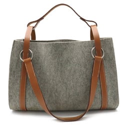 HERMES Cavalicol Tote Bag Shoulder Handbag Felt Leather Gray Brown □P stamp