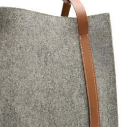 HERMES Cavalicol Tote Bag Shoulder Handbag Felt Leather Gray Brown □P stamp
