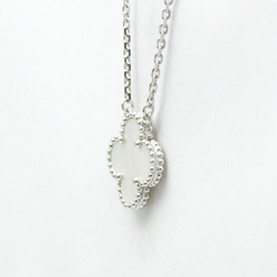 Van Cleef & Arpels Vintage Alhambra VCARF48700 White Gold (18K) Shell Men,Women Fashion Pendant Necklace (Silver)