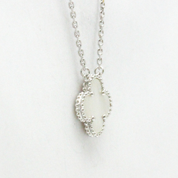 Van Cleef & Arpels Vintage Alhambra VCARF48700 White Gold (18K) Shell Men,Women Fashion Pendant Necklace (Silver)