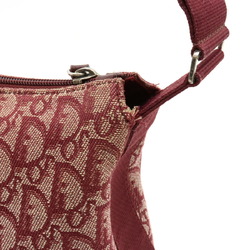Christian Dior Trotter Shoulder Bag Jacquard Canvas Leather Bordeaux