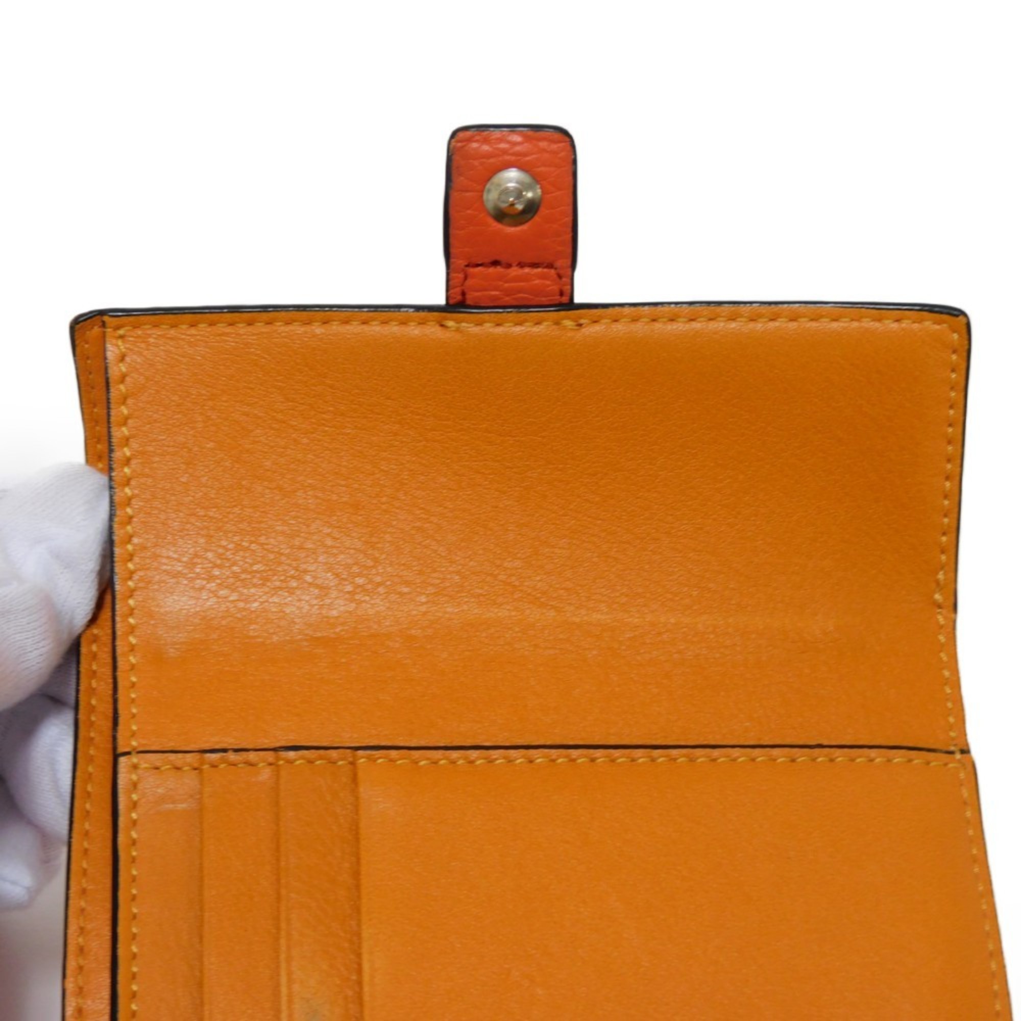 LOEWE Trifold Wallet Vertical Small Strap Coral Apricot Orange Anagram 124.12.S86 6977 Women's Billfold