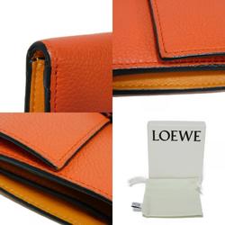 LOEWE Trifold Wallet Vertical Small Strap Coral Apricot Orange Anagram 124.12.S86 6977 Women's Billfold