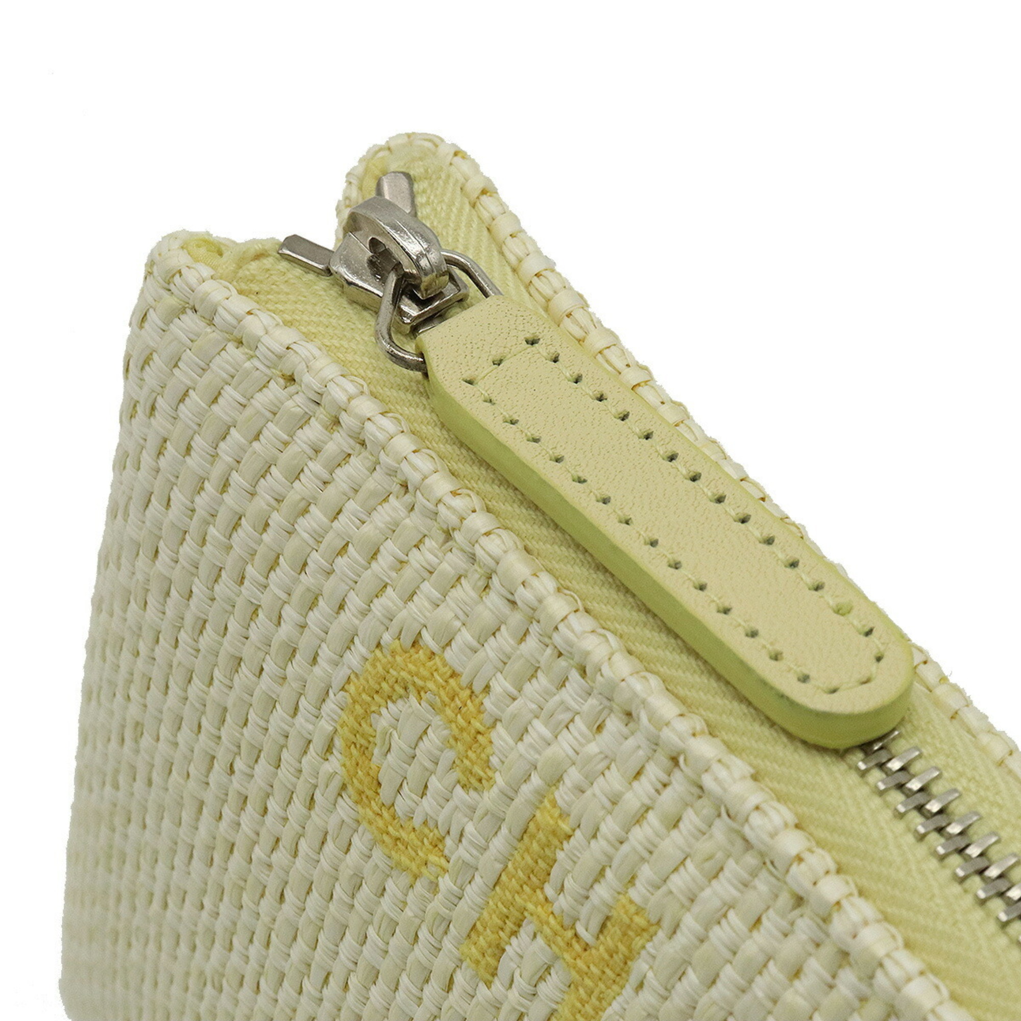 CHANEL Deauville Line Coco Mark Straw Leather Yellow
