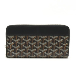 GOYARD Matignon GM Wallet Round Long Herringbone Pattern PVC Leather Black Brown