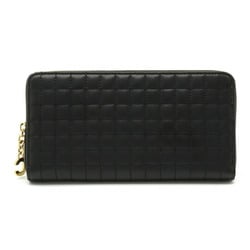 CELINE Celine C Charm Large Zipped Wallet Round Long Quilted Leather Black 10B55