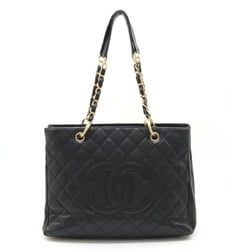 CHANEL Chanel Matelasse Coco Mark GST Tote Chain Bag Shoulder Caviar Skin Leather Black A50995