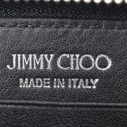 JIMMY CHOO FILIPA Long Wallet AUS 0C3421 Leather Black Silver & Gold Hardware Round Zipper Star Studs